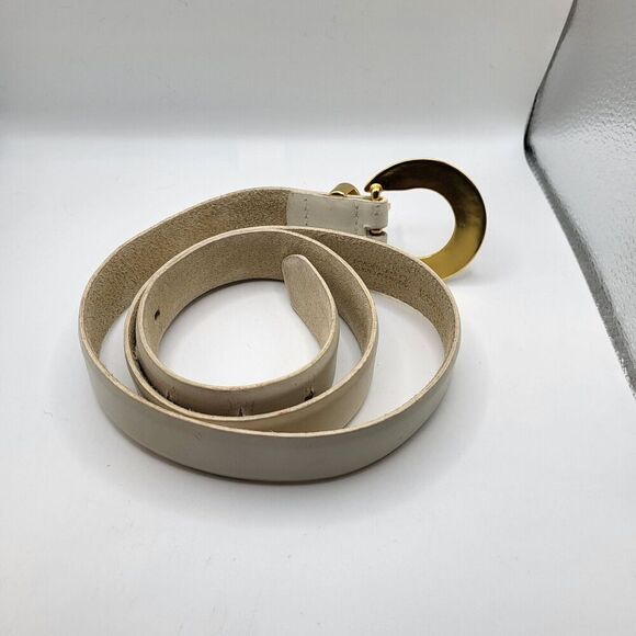 Diahann Carroll Bonded Leather White Belt Gold Buckle Size XL - Picture 5 of 5